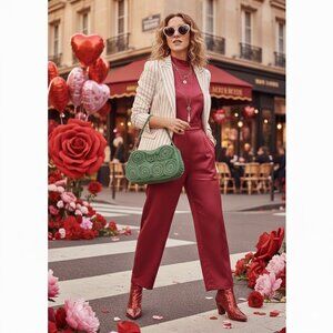 Vintage 1950s Green Wicker Purse - Unique Handwoven Design - Collectible!